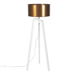 Design vloerlamp wit met kap koper 50 cm - Puros