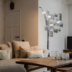 Design vloerlamp zwart incl. LED 5-lichts dimbaar - Sixties Trento