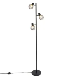 Design vloerlamp zwart 3-lichts verstelbaar - Mesh