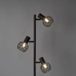 Design vloerlamp zwart 3-lichts verstelbaar - Mesh