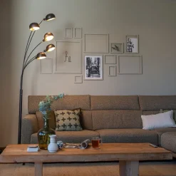 Design vloerlamp zwart 5-lichts - Sixties