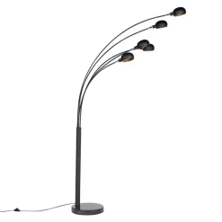 Design vloerlamp zwart 5-lichts - Sixties Marmo
