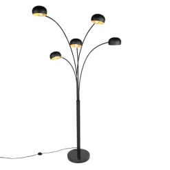 Design vloerlamp zwart 5-lichts - Sixties Marmo
