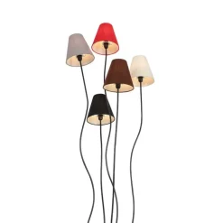 Design vloerlamp zwart met stoffen kappen 5-lichts - Melis