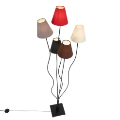 Design vloerlamp zwart met stoffen kappen 5-lichts - Melis