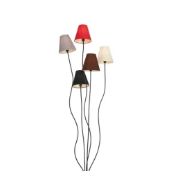 Design vloerlamp zwart met stoffen kappen 5-lichts - Melis