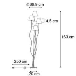 Design vloerlamp zwart met stoffen kappen 5-lichts - Melis