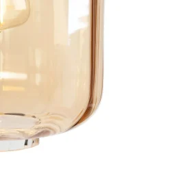 Design vloerlamp zwart met amber glas - Qara Down