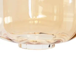 Design vloerlamp zwart met amber glas - Qara Down