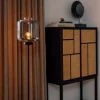 Design vloerlamp zwart met smoke glas - Qara