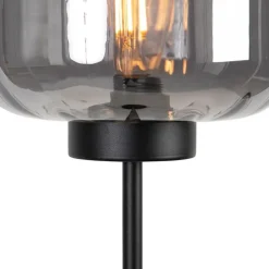 Design vloerlamp zwart met smoke glas - Qara