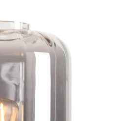 Design vloerlamp zwart met smoke glas - Qara