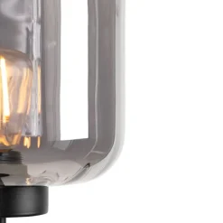 Design vloerlamp zwart met smoke glas - Qara