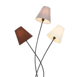 Design vloerlamp zwart met stoffen kappen 3-lichts - Melis