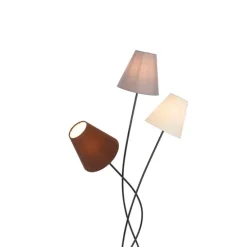 Design vloerlamp zwart met stoffen kappen 3-lichts - Melis