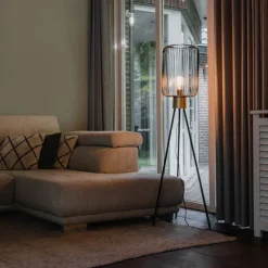 Design vloerlamp zwart met goud - Mayelle