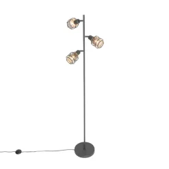 Design vloerlamp zwart met goud 3-lichts - Noud