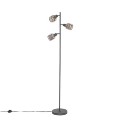 Design vloerlamp zwart met goud 3-lichts - Noud