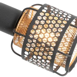 Design vloerlamp zwart met goud 3-lichts - Noud