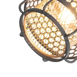 Design vloerlamp zwart met goud 3-lichts - Noud