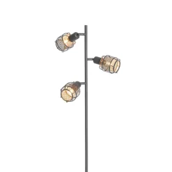 Design vloerlamp zwart met goud 3-lichts - Noud