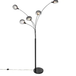 Design vloerlamp zwart met smoke glas 5-lichts - Sixties Marmo