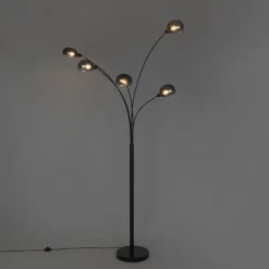 Design vloerlamp zwart met smoke glas 5-lichts - Sixties Marmo