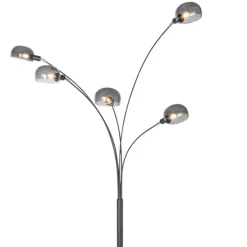Design vloerlamp zwart met smoke glas 5-lichts - Sixties Marmo