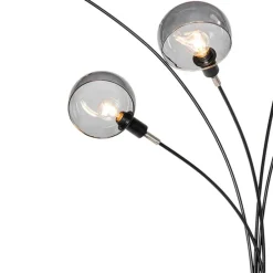 Design vloerlamp zwart met smoke glas 5-lichts - Sixties Marmo