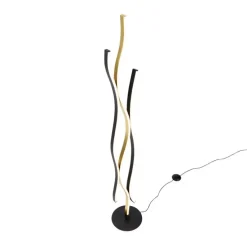 Design vloerlamp zwart met goud incl. LED dimbaar - Blaze