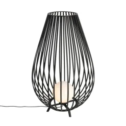 Design vloerlamp zwart met opaal 110 cm IP44 - Angela