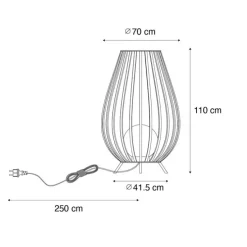 Design vloerlamp zwart met opaal 110 cm IP44 - Angela