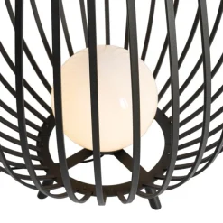 Design vloerlamp zwart met opaal 110 cm IP44 - Angela