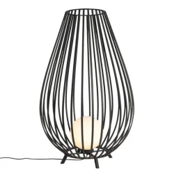 Design vloerlamp zwart met opaal 110 cm IP44 - Angela