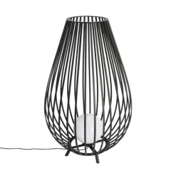 Design vloerlamp zwart met opaal 110 cm IP44 - Angela