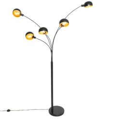 Design vloerlamp zwart met goud 5-lichts - Sixties Marmo