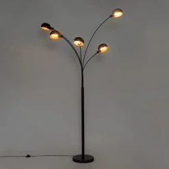 Design vloerlamp zwart met goud 5-lichts - Sixties Marmo
