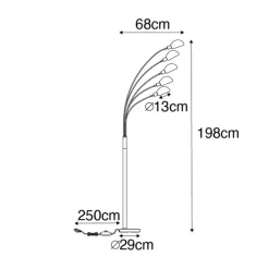 Design vloerlamp zwart met goud 5-lichts - Sixties Marmo