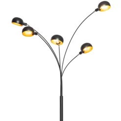 Design vloerlamp zwart met goud 5-lichts - Sixties Marmo