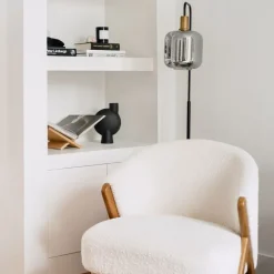 Design vloerlamp zwart met goud en smoke glas - Zuzanna