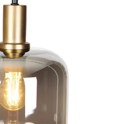 Design vloerlamp zwart met goud en smoke glas - Zuzanna