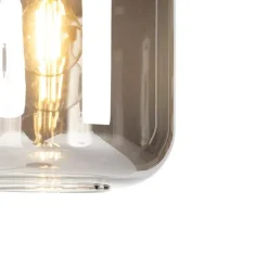 Design vloerlamp zwart met goud en smoke glas - Zuzanna