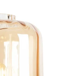Design vloerlamp zwart met amber glas - Qara