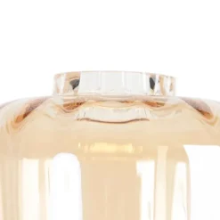 Design vloerlamp zwart met amber glas - Qara