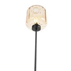 Design vloerlamp zwart met amber glas - Qara