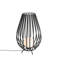 Design vloerlamp zwart met opaal 70 cm IP44 - Angela