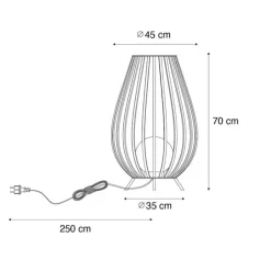 Design vloerlamp zwart met opaal 70 cm IP44 - Angela