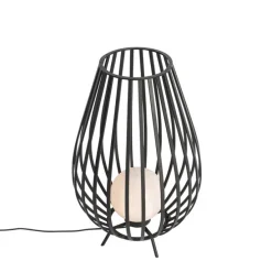 Design vloerlamp zwart met opaal 70 cm IP44 - Angela