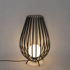 Design vloerlamp zwart met opaal 70 cm IP44 - Angela