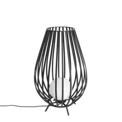 Design vloerlamp zwart met opaal 70 cm IP44 - Angela